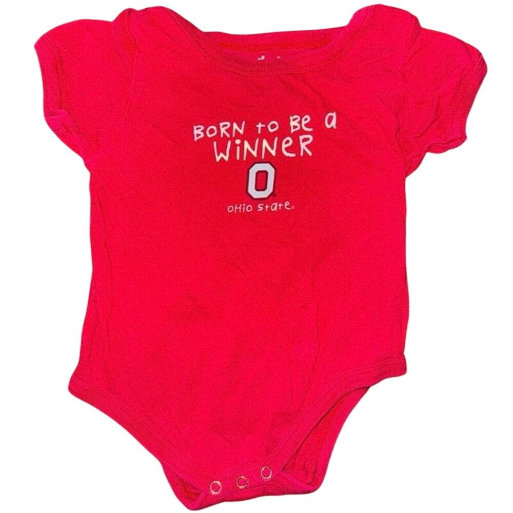 Ohio State Buckeyes Baby Body Suit Size 12-18 Month Red onesie born to be winner